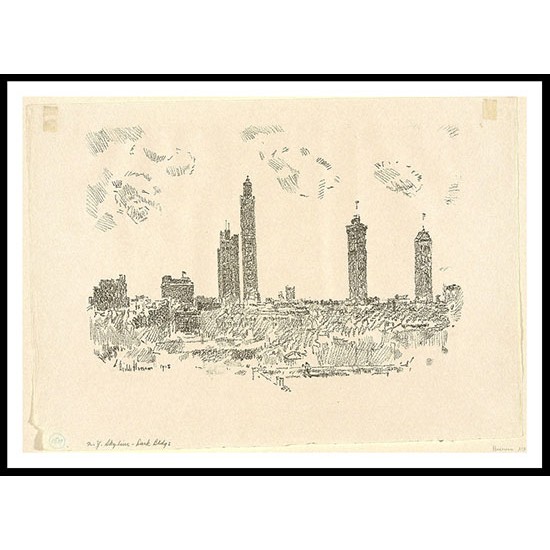 New York Skyline   Dark Buildings 1913, A New Print Of a Frederick Childe Hassam Painting