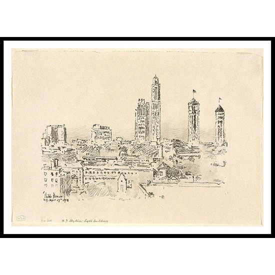 New York Skyline   Light Buildings 1918 01, A New Print Of a Frederick Childe Hassam Painting