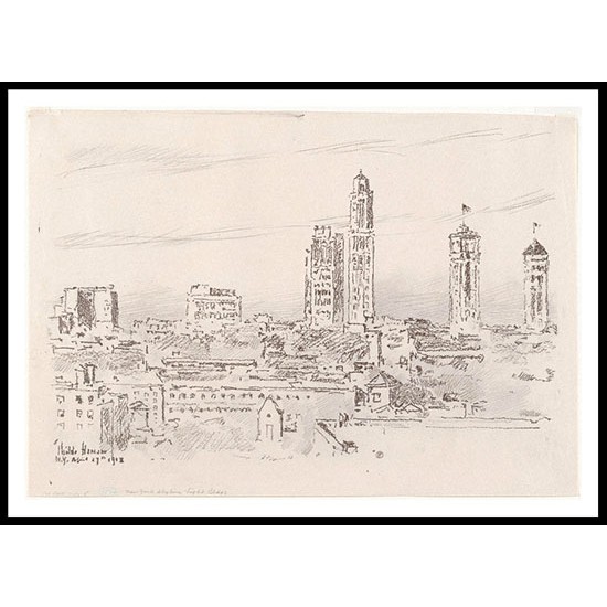 New York Skyline   Light Buildings 1918 02, A New Print Of a Frederick Childe Hassam Painting