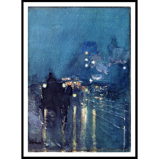 Nocturne Railway Crossing Chicago 1892 93, A New Print Of a Frederick Childe Hassam Painting