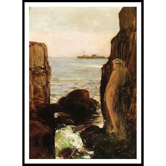 Nymph on a Rocky Ledge 1886, A New Print Of a Frederick Childe Hassam Painting