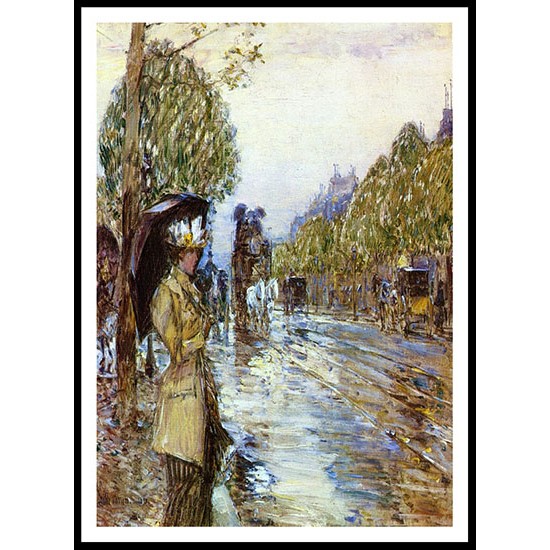 Rainy Day Paris 1893, A New Print Of a Frederick Childe Hassam Painting