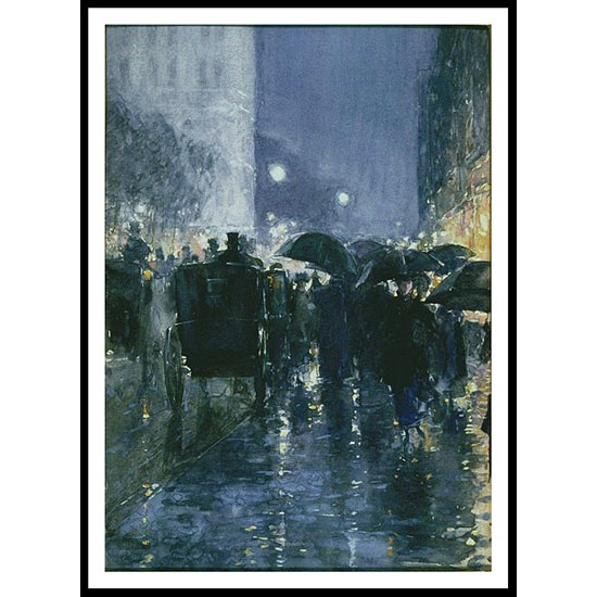 Rainy Night 1895, A New Print Of a Frederick Childe Hassam Painting