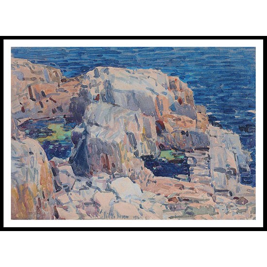 Rocks at Appledore Isles of Shoals 1916, A New Print Of a Frederick Childe Hassam Painting