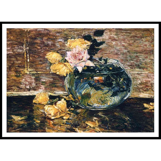 Roses in a Vase 1890, A New Print Of a Frederick Childe Hassam Painting