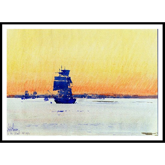 Sailing Ship Locked in Ice 1893, A New Print Of a Frederick Childe Hassam Painting