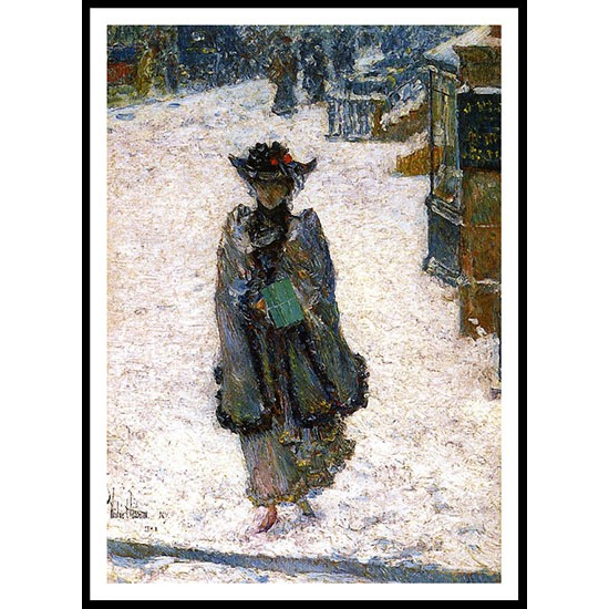 Street Scene Christmas Morning 1892, A New Print Of a Frederick Childe Hassam Painting