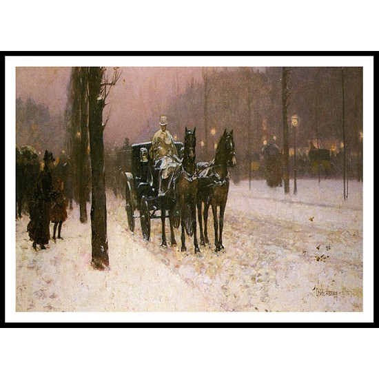 Street Scene with Hansom Cab 1887, A New Print Of a Frederick Childe Hassam Painting