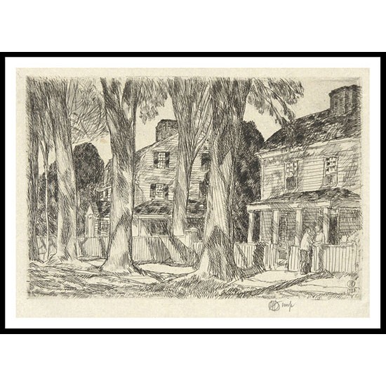 Sunlight Village Street 1925, A New Print Of a Frederick Childe Hassam Painting