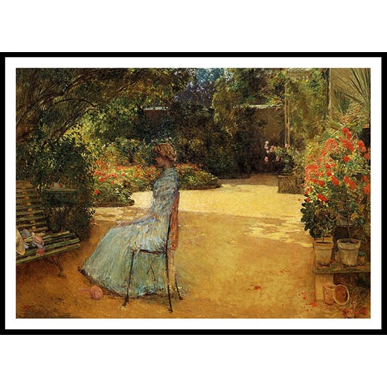 The Artist's Wife in a Garden Villiers le Bel 1889, A New Print Of a Frederick Childe Hassam Painting