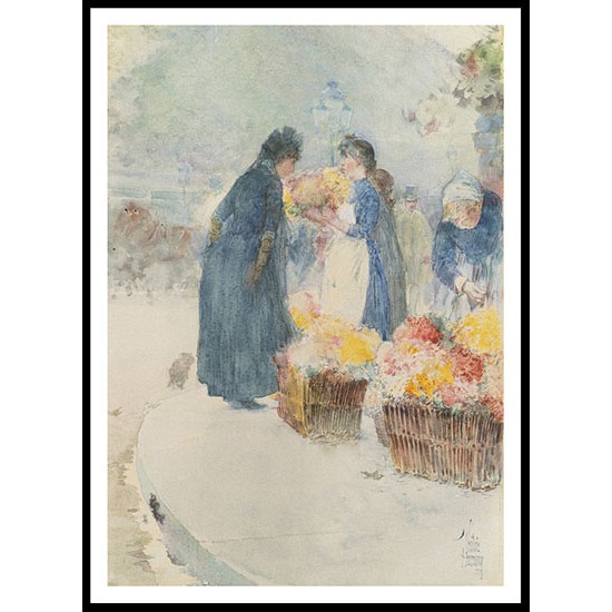 The Flower Seller 1888, A New Print Of a Frederick Childe Hassam Painting