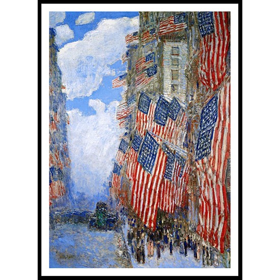 The Fourth of July (aka The Greatest Display of the American Flag Ever Seen in New York Climax of the Preparedness Parade in May) 1916, A New Print Of a Frederick Childe Hassam Painting