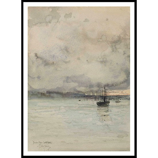 Thunder Storm Coast of Spain 1883, A New Print Of a Frederick Childe Hassam Painting