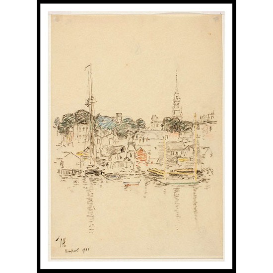 Wharves Newport 1901, A New Print Of a Frederick Childe Hassam Painting