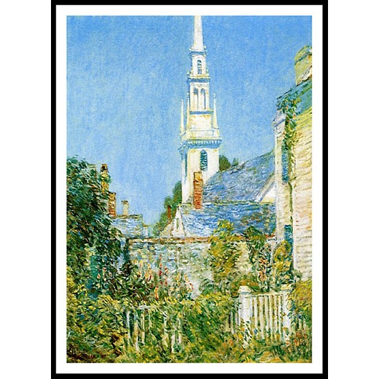 White Church at Newport (aka Church in a New England Village) 1901, A New Print Of a Frederick Childe Hassam Painting