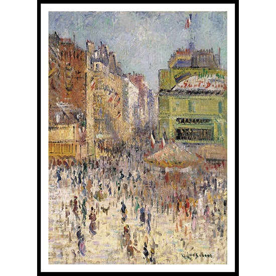 Rue Clignancourt Paris on 14th July 1925, A New Print Of a Gustave Loiseau Painting