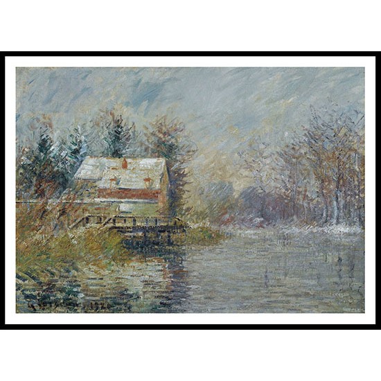 The House by the Water Snow Effect 1920, A New Print Of a Gustave Loiseau Painting