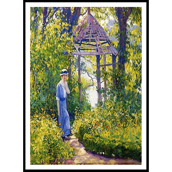 Girl in a Wickford Garden New England, A New Print Of a Guy Rose Painting