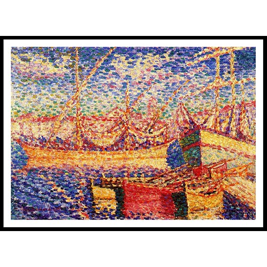 Boats in the Port of St. Tropez, A New Print Of an Henri Edmond Cross Painting