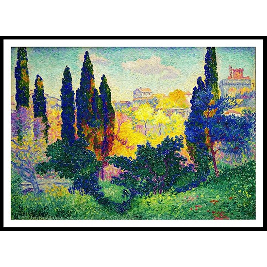 Cypress Trees at Cagnes1908 3, A New Print Of an Henri Edmond Cross Painting