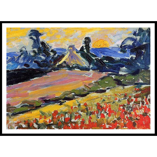 Landscape with Sunset, A New Print Of an Henri Edmond Cross Painting