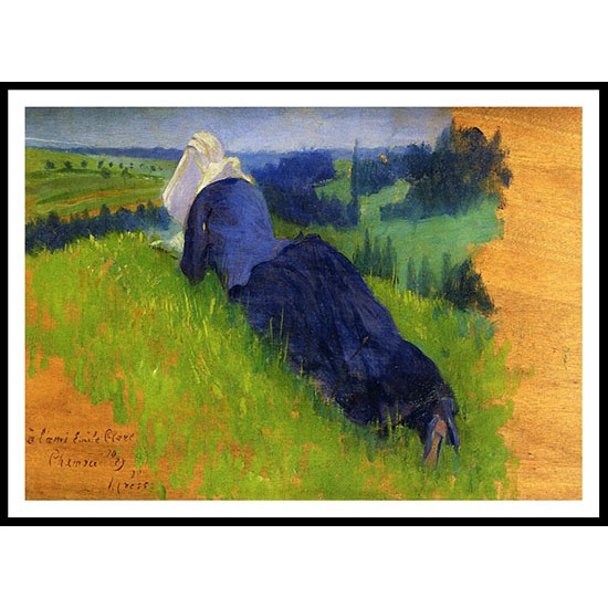 Peasant Woman Stretcout on the Grass 1890, A New Print Of an Henri Edmond Cross Painting