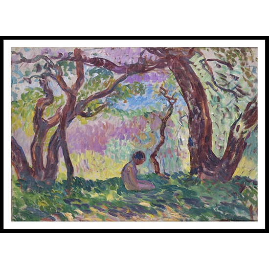 A Child Sitting under the Trees, A New Print Of an Henri  Labasque Painting