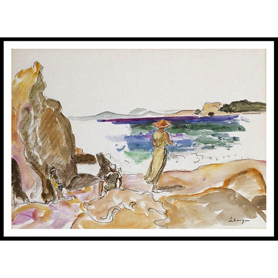 A Family at the Seaside, A New Print Of an Henri  Labasque Painting