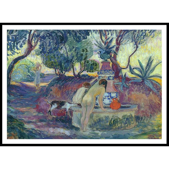 Bathers by the Fountain in Saint Tropez 1906, A New Print Of an Henri  Labasque Painting