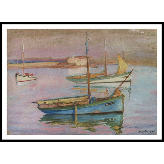 Boats at the Port Ile de Yeu, A New Print Of an Henri  Labasque Painting