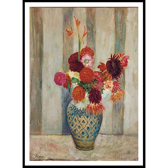 Dahlias in Persian Vase 1920, A New Print Of an Henri  Labasque Painting