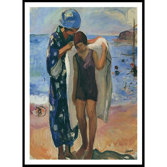 Drying on the Beach, A New Print Of an Henri  Labasque Painting