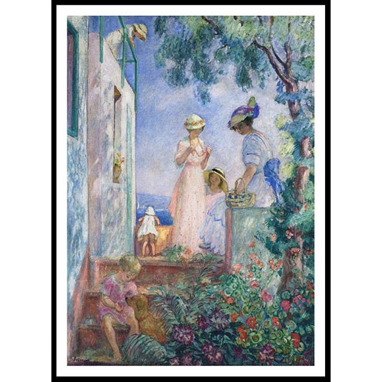 Girls on the Terrace Sainte Maxime 1914, A New Print Of an Henri  Labasque Painting