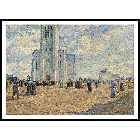 La Place de Leglise Bretagne, A New Print Of an Henri  Labasque Painting