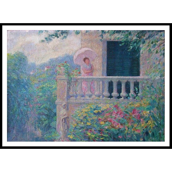 Lady on the Balcony, A New Print Of an Henri  Labasque Painting