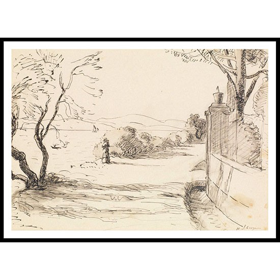 Landscape with an Elegant, A New Print Of an Henri  Labasque Painting