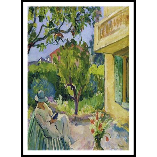 Le Cannet Madame Lebasque Reading in the Garden 1923, A New Print Of an Henri  Labasque Painting