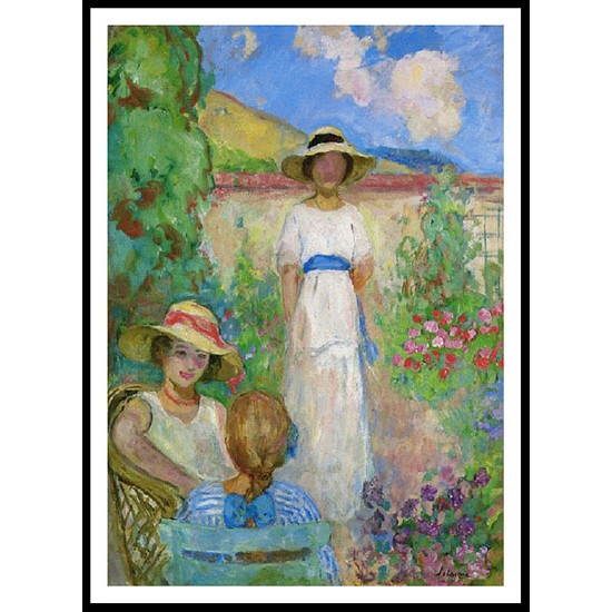 Les Andelys Three Girls in a Garden 1914, A New Print Of an Henri  Labasque Painting