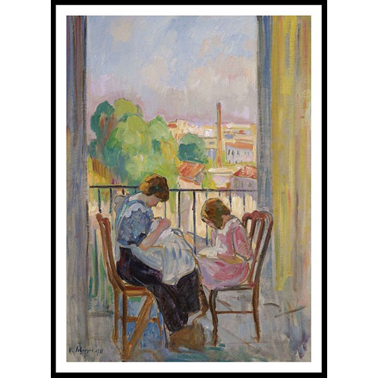 Madame Lebasque and Her Daughter Sewing near the Window 1911, A New Print Of an Henri  Labasque Painting