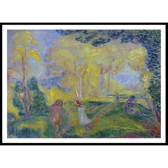 Marthe and Infant in Pierrefond Forest, A New Print Of an Henri  Labasque Painting