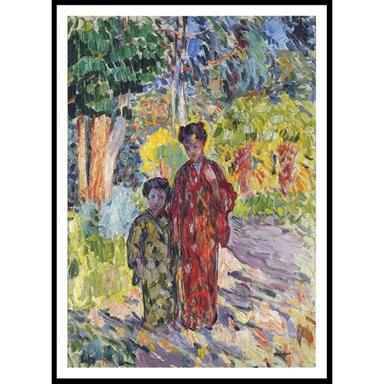 Marthe and Nono in Japanese robes, A New Print Of an Henri  Labasque Painting