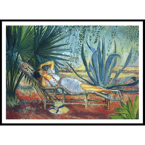 Marthe in a Lounge at St Tropez, A New Print Of an Henri  Labasque Painting