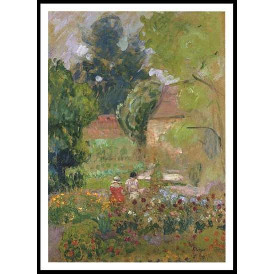 Mathe and Nono in the garden, A New Print Of an Henri  Labasque Painting