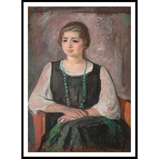 Nono with Green Collier, A New Print Of an Henri  Labasque Painting