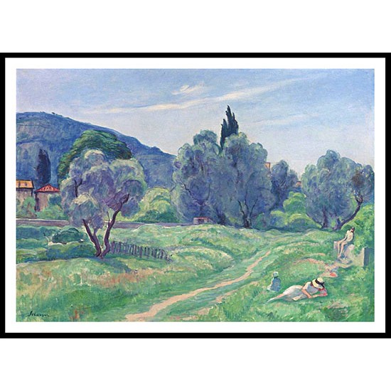 Olive Trees in Afternoon at Cannes, A New Print Of an Henri  Labasque Painting