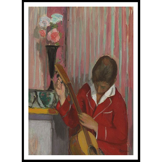 Pierre Lebasque Playing Guitar 1926 27, A New Print Of an Henri  Labasque Painting