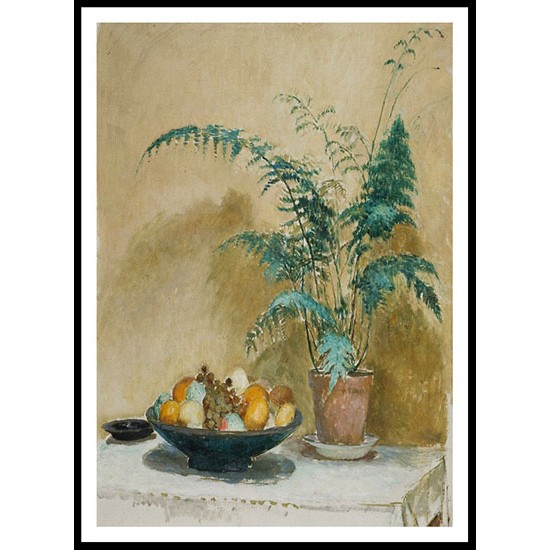 Plate with Fruit and Fern, A New Print Of an Henri  Labasque Painting