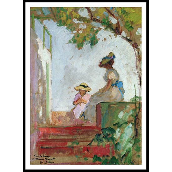 Saint Maxime Madame Lebasque and Her Daughter on the Terrace 1924, A New Print Of an Henri  Labasque Painting