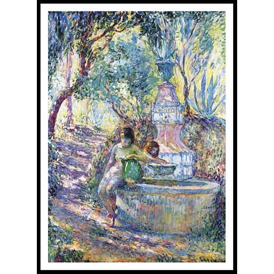 Saint Tropez Two Girls at the Fountain 1906 07, A New Print Of an Henri  Labasque Painting