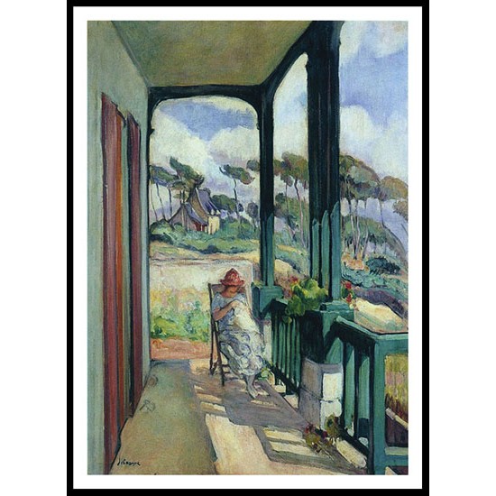 Sewing on the Terrace at Morgat, A New Print Of an Henri  Labasque Painting